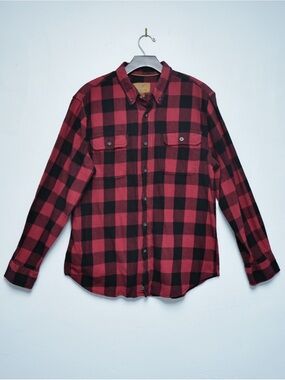 Outdoor Life Red and Black Plaid Button-Down Shirt